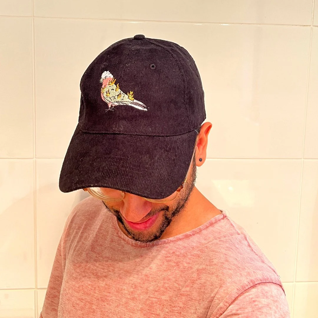 Flaming Galah - Black Corduroy Hat - Image 4