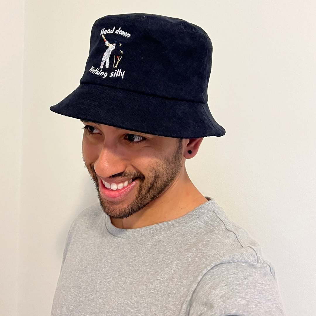 Head Down Nothing Silly - Blue Corduroy Bucket Hat - Image 4